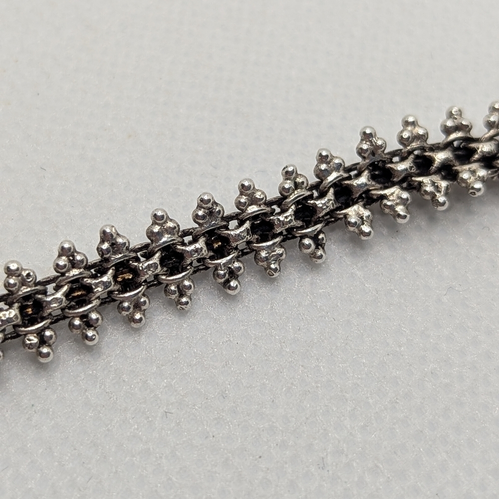Granulated Flower Silver Necklace - Picture 5 of 8